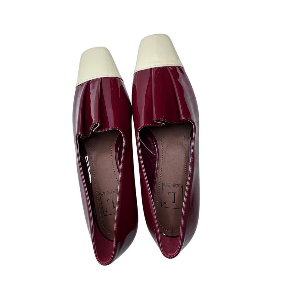 L'AUTRE CHOSE Red and Ivory Patent Leather Women's Loafers Size UE 37 Pleaded - Picture 12 of 13